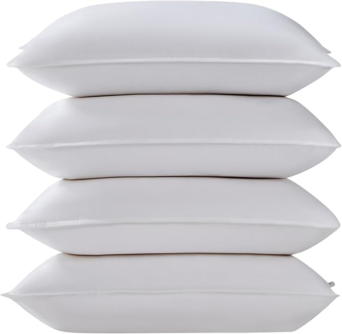 Goose Down Pillows Queen Size Set of 4, Hotel Quality Bed Pillow for Sleeping 4 Pack, 900 Fill Power Natural White Goose Feather Pillows with 700 TC 100% Organic Cotton Shell, 18"x30" White