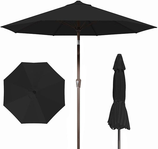 PatioKingdom Auto-Tilt 9FT Patio Umbrella Outdoor with 8 Sturdy Fiberglass Ribs,Market Table Umbrella for Pool,Backyard,Deck and Garden