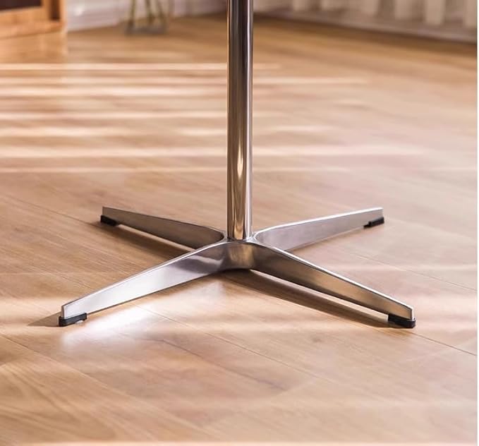 Round Modern Solid Wood Dining Table Dining Furniture with Crossed Metal Base, Brown Wood Small Table for Office Small Coffee Table for 4-6, 31.5inch Wide
