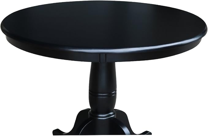 36" Round Top Pedestal Dining Table, 29.1" High, Black