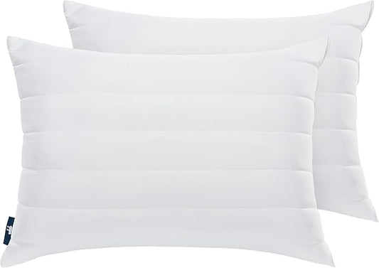 Cooling Quilted Hypoallergenic Soft/Medium Bed Pillows for Side, Stomach or Back Sleepers (2 Pack)