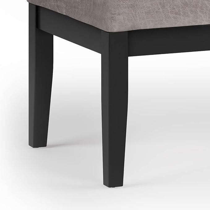 SIMPLIHOME Lacey Tufted Ottoman Bench - 41 inch Wide Upholstered Vegan Leather Rectangle Ottoman in Distressed Grey Taupe, Contemporary Bench for Bedroom or Entryway with Stitching Detail, Assembled