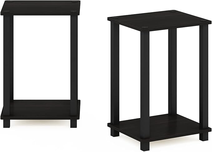 Furinno Simplistic End Table, 2-Pack, Espresso/Black