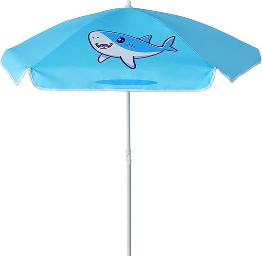 AMMSUN 47 Inch Seaside Beach Umbrella for Sand Box Water Table Kids Durable Umbrellas for children Picnic Beach Camping Garden Outdoor Play Shade (47inch Blue/Shark)
