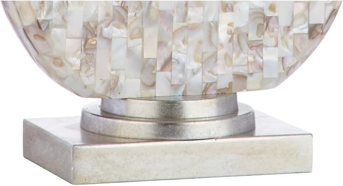 JONATHAN Y 24" Dennis Cream Mother-of-Pearl Seashell Table Lamp, Coastal Traditional Bedside Lamp for Living Room Bedroom, White Linen Drum Shade, LED Bulb Included JYL1050A