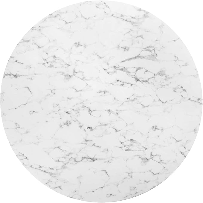 Modway Lippa Round 60" Mid-Century Modern Artificial Marble Dining Table in Black White