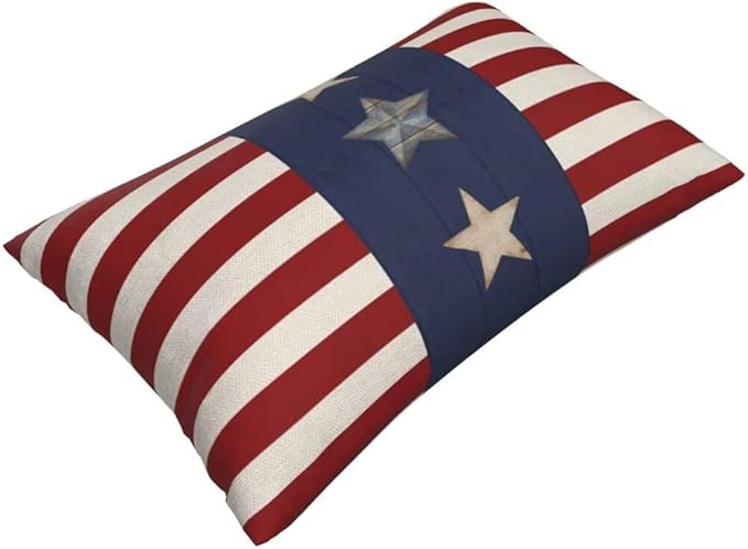 BETGINY 4th of July Pillow Covers 12x20 Set of 2, American Flag Stars and Stripes Freedom Throw Pillow Covers Linen Farmhouse Liberty Patriotic Independence Day for Couch Sofa Home Outdoor Decor