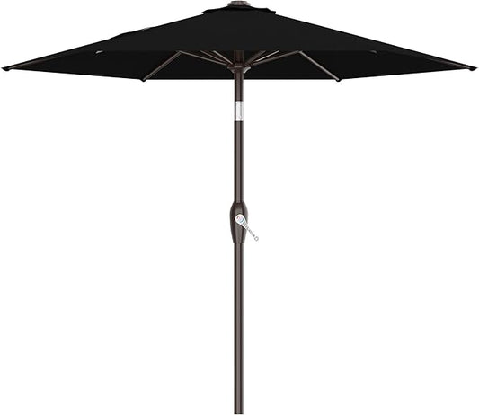 AreShark 7.5FT Patio Umbrella Table Market Umbrella w/Tilt and Crank, Heavy-Duty Outdoor Umbrellas for Pool, Deck, Garden and Backyard, Black
