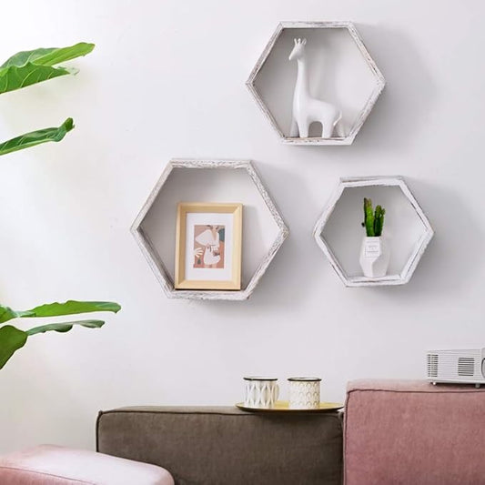 AZL1 Life Concept Floating Shelves – Set of 3 – Large, Medium and Small – Screws and Anchors Included - Farmhouse Shelves for Bedroom, Living Room and More