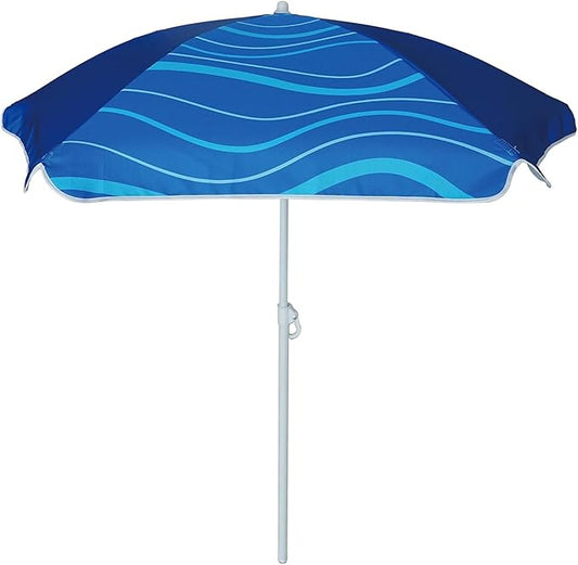 AMMSUN 5ft Seaside Umbrella for Sand Box and Water Table - Kids Durable Umbrellas for children Beach Camping Garden Outdoor Play Shade (5ft Navy Blue)