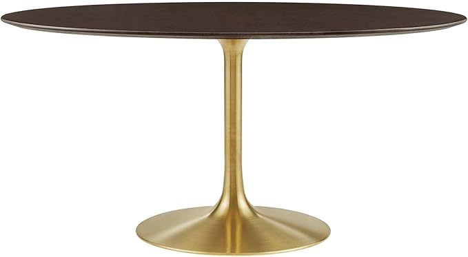 Modway Lippa Dining Table, 60", Gold Cherry Walnut
