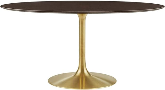 Modway Lippa Dining Table, 60", Gold Cherry Walnut