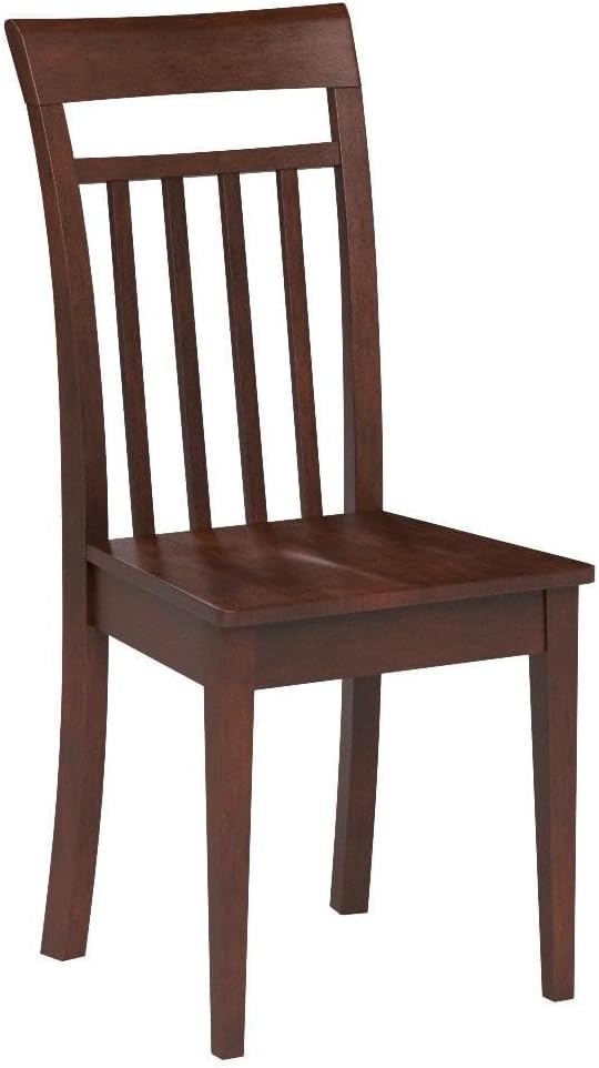 East West Furniture CAC-MAH-W Capri Dining Room Chairs - Slat Back Solid Wood Seat Chairs, Set of 2, Mahogany