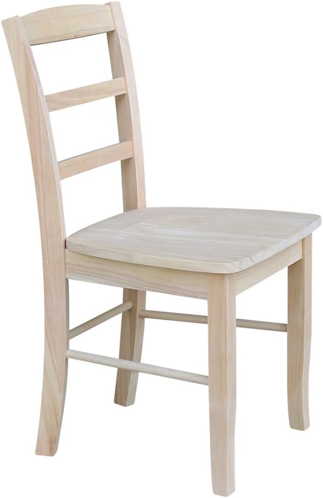 International Concepts Madrid Dining Chairs, Solid Parawood, Unfinished (Set of 2)