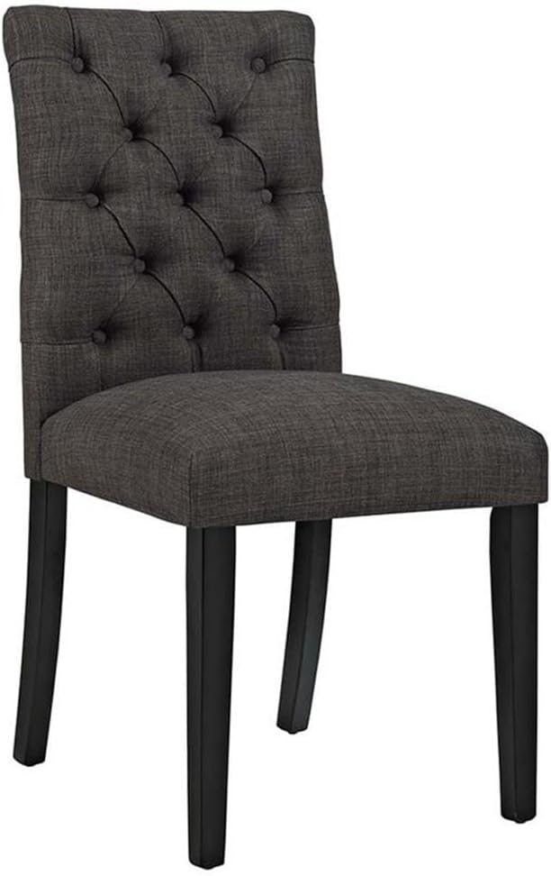 Modway Duchess Modern Tufted Button Upholstered Fabric Parsons Two Dining Chairs in Brown