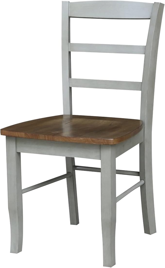 IC INTERNATIONAL CONCEPTS Wood Dining Table with 4 Madrid Ladderback Chairs in Distressed Hickory/Stone