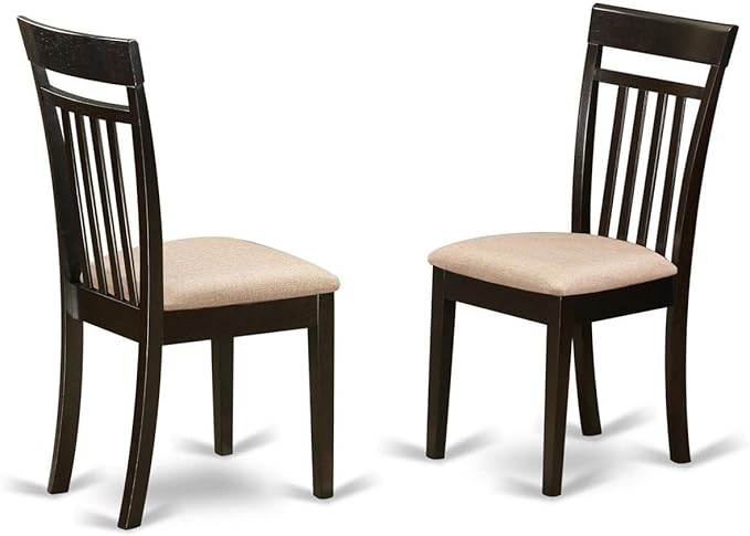 East West Furniture CAC-CAP-C Capri Dining Room Chairs - Linen Fabric Upholstered Solid Wood Chairs, Set of 2, Cappuccino
