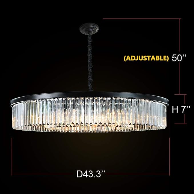 Modern Crystal Chandelier with 12 Lights - Contemporary Pendant Ceiling Light Fixtures for Dining and Living Room Decoration, 43 Inch Diameter