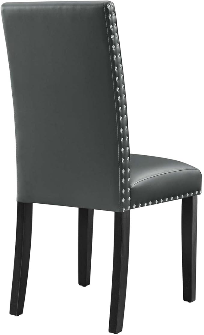 Parcel Dining Faux Leather Side Chair in Gray