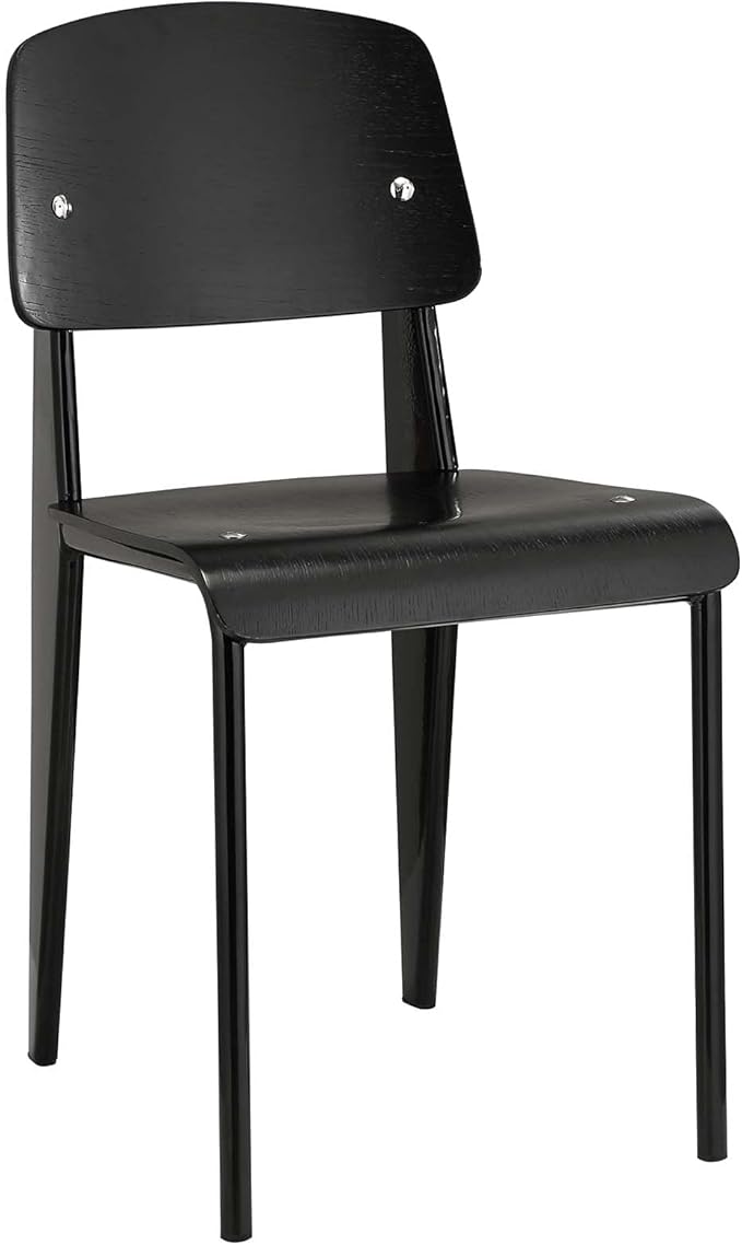 Modway Cabin Modern Wood and Metal Kitchen and Dining Room Chair in Black