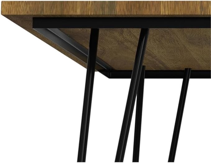 SIMPLIHOME Hunter Dining Table, Solid Mango Wood Tabletop in Light Brown and Powder-Coated Iron Metal Base in Black, 66 x 40 inches, Modern-Industrial Rectangular Kitchen Table for up to 6 People