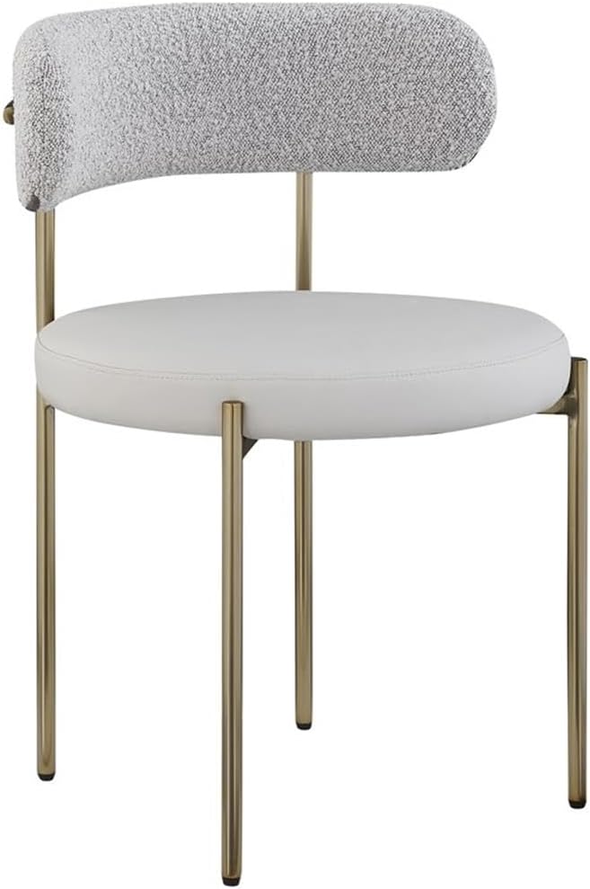 Meridian Furniture Beacon Taupe Vegan Leather and Boucle Dining Chair (Set of 2)
