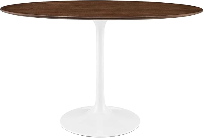 Modway Lippa 48" Mid-Century Modern Dining Table with Oval Top in Walnut