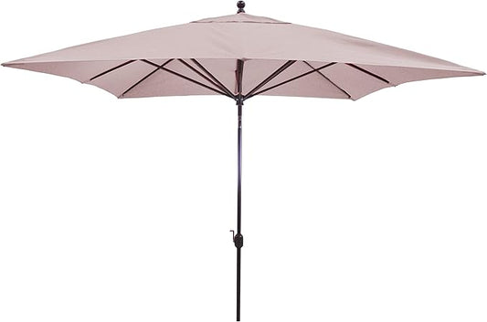 Galtech Deluxe Auto Tilt Market Umbrella, 10ft - Outdoor Patio, Deck, Pool, Backyard Stand Alone Umbrella - Square, Heavy Duty w/Bronze Frame & Sunbrella Fabric (Beige)