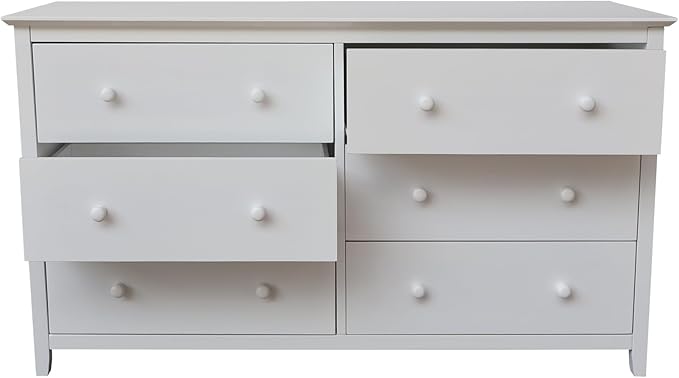 International Concepts Solid Wood Bedroom Dresser with 6 Drawers in White