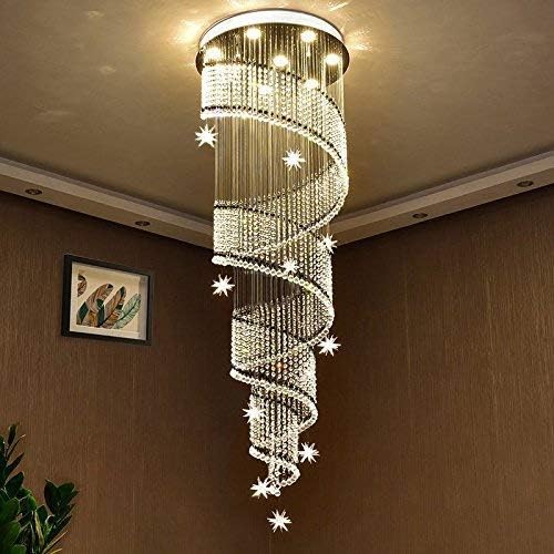 Saint Mossi 7-Lights Crystal Chandelier for High Ceiling, Modern Large Lighting Fixture, Raindrop Ceiling Light, Crystal Light Modern Flush Mount Ceiling Light Fixture,H58 X D20