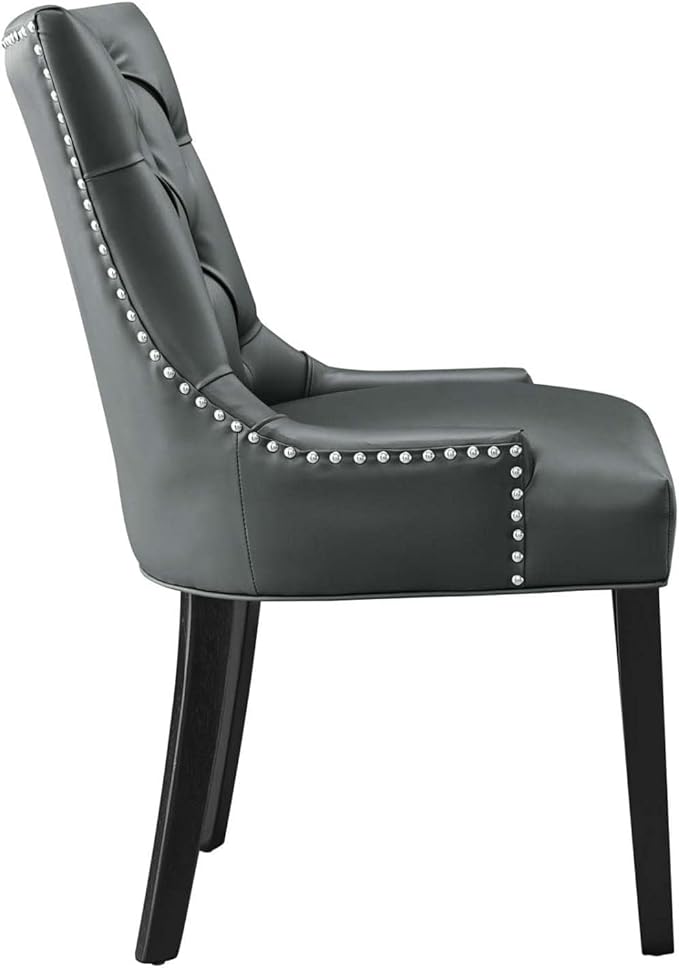 Regent Tufted Vegan Leather Dining Chair in Gray