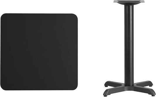 Flash Furniture Stiles 24'' Square Black Laminate Table Top with 22'' x 22'' Table Height Base