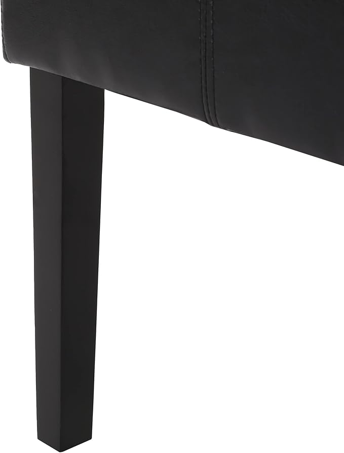 Christopher Knight Home Pertica Upholstered T-Stitch Dining Chairs - Faux Leather - Midnight Black/Espresso (Set of 2)