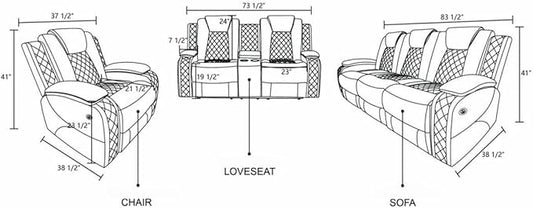 Electric Power Recliner Sofa Living Room Furniture, Comfy Home Theater Breathing Leather Seating with USB 2.0 Charging Ports, LED Light Strips, Fold-Down Table & Wireless Charging Device (Red)