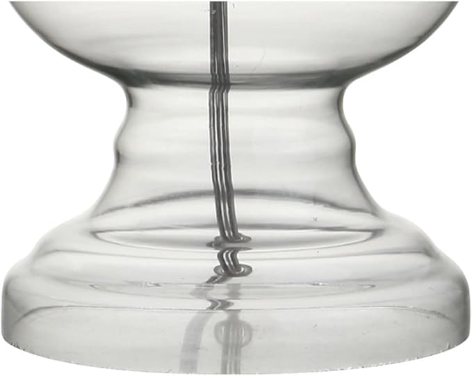 JONATHAN Y 28.5" Clear Glass Table Lamp Set of 2 for Living Room Bedroom Decor, Modern Bedside Lamps with White Linen Shade, LED Bulbs Included (JYL1061B-SET2)