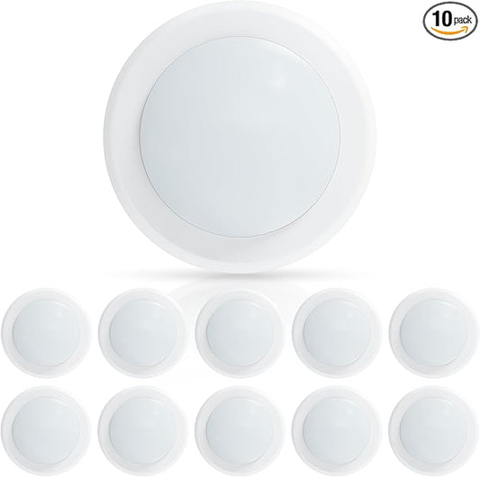 ECOELER 10 Pack 6" LED Disk Light, Dimmable Flush Mount Ceiling Downlight, 16.5W 1000Lm, 5000K Daylight, LED Disc Light Installs into J-Box or Recessed Can, ETL & FCC Listed