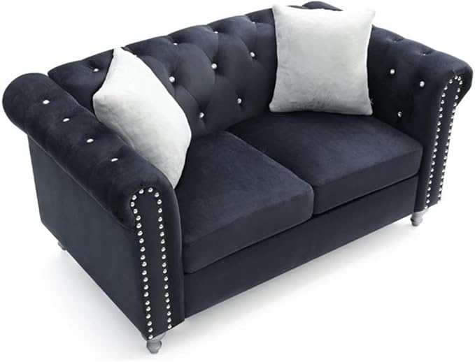 Glory Furniture Raisa Velvet Loveseat in Black