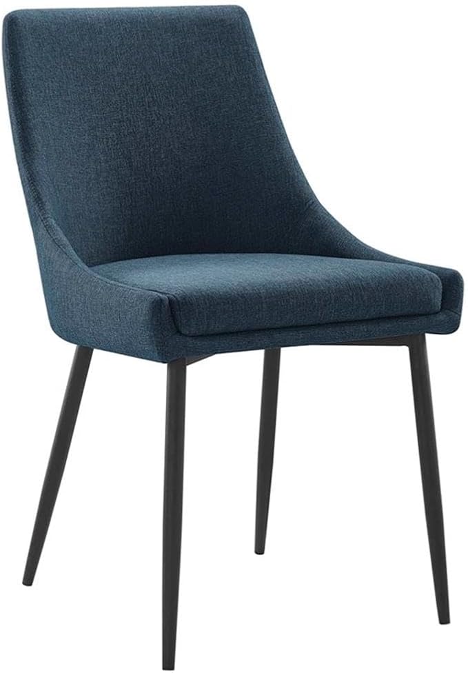 Modway Viscount Upholstered Fabric Side Dining Chairs in Black Azure - Set of 2