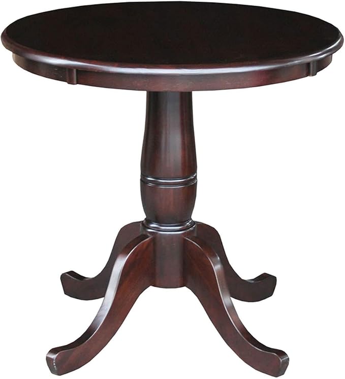 International Concepts 30" Round Wood Dining Table in Rich Brown Black