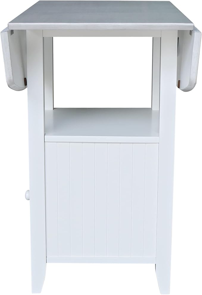 IC INTERNATIONAL CONCEPTS Dual Drop Leaf White Wood Bistro Table Counter Height with Storage