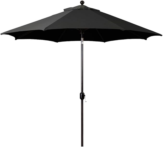 Galtech Octagon Auto-Tilt Umbrella for Patio and Pool Deck, Sunbrella Fabric, Rust- Frame, UV Protection (7.5-FT Black Frame Sunbrella: Black)