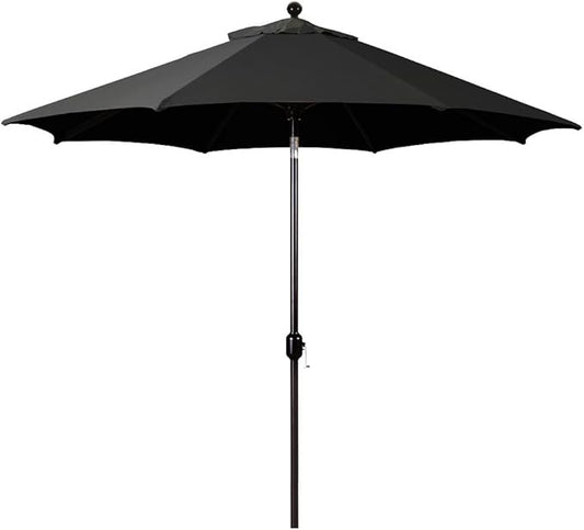 Galtech Octagon Auto-Tilt Umbrella for Patio and Pool Deck, Sunbrella Fabric, Rust- Frame, UV Protection (7.5-FT Black Frame Sunbrella: Black)