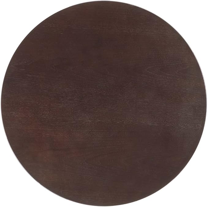 Modway Lippa Round 28" Cherry Walnut Wood Grain Mid-Century Modern Bar Table in Gold Cherry Walnut
