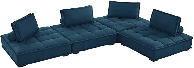 Modway Saunter, 4-Piece Sectional Sofa, Azure