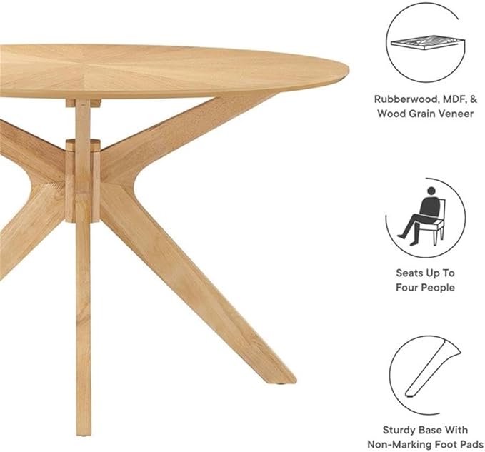 Modway EEI-3847-OAK Crossroads 47" Round Wood Dining Table, Oak