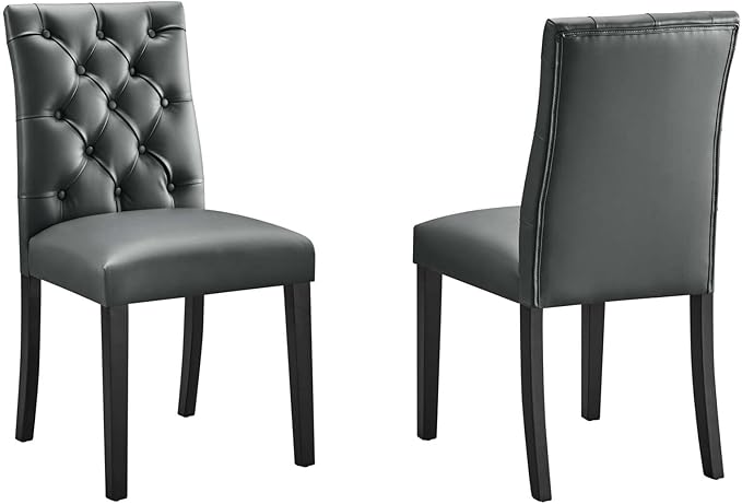 Modway EEI-3472-GRY Duchess Dining Chair Vinyl Set of 2, Gray