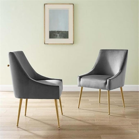 Modway Discern Upholstered Performance Velvet Dining Chair Set of 2, Gray