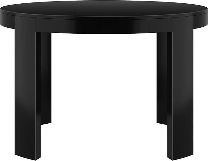Plank+Beam 47 Inch Contour Round Dining Table, for Kitchen and Dining Room, Black