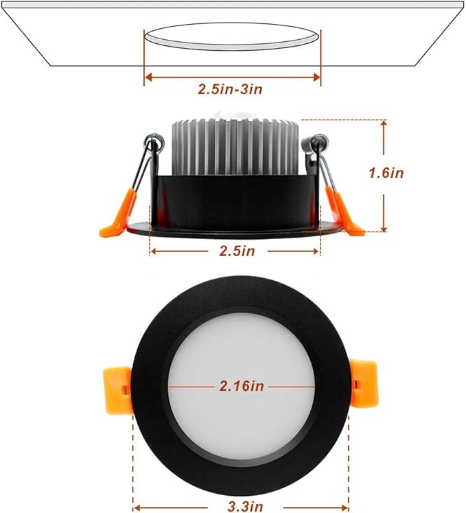YGS-Tech 3 Inch LED Recessed Lighting, Dimmable Downlight 5W(40W Halogen Equivalent), CRI80, 4000K Natural White, Ceiling Light with LED Driver(1 Pack)