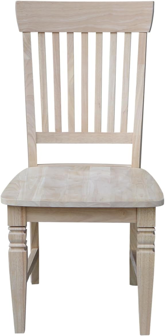 IC International Concepts, Set of Two Tall Java Dining Chairs, Unfinished, Solid Wood, Real Parawood, 19.7" W x 23" D x 39.4" H, , 225 lbs wt. Capacity, DIY, Paint or Stain Your Way, Unfinished